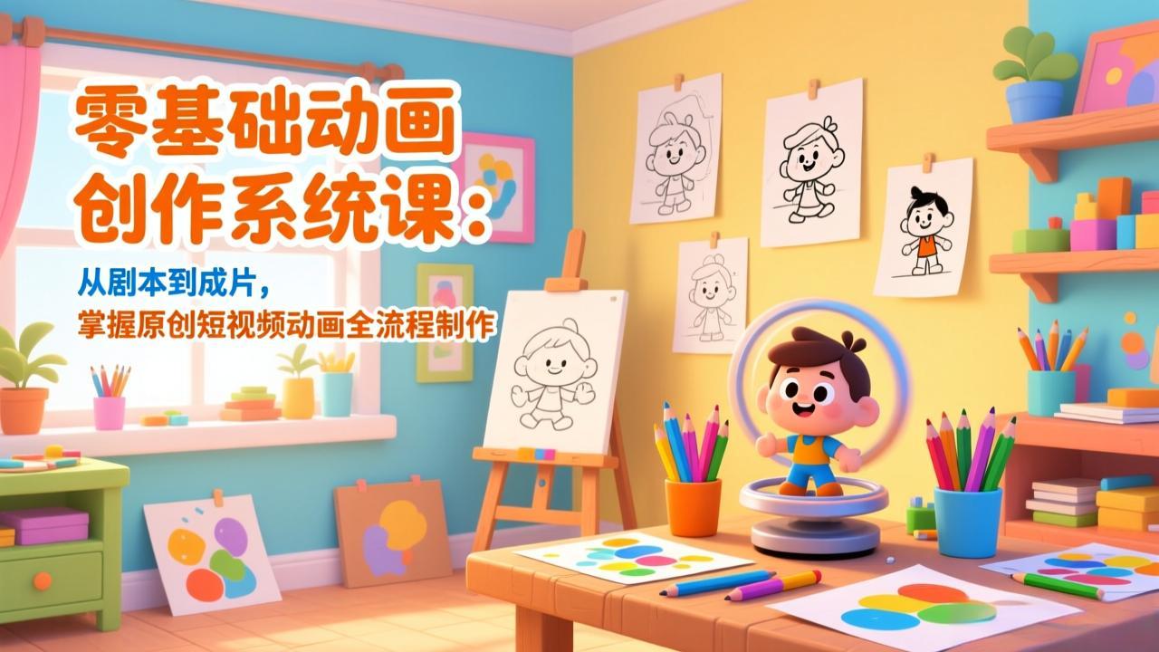 零基础动画创作系统课：从剧本到成片，掌握原创短视频动画全流程制作网赚库-项目库-轻创网-中创网-福缘网-冒泡网-资源之家-魔方项目库网赚库