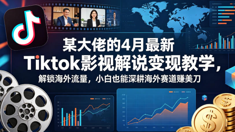 某大佬的4月最新Tiktok影视解说变现教学，解锁海外流量，小白也能深耕海外赛道賺美刀网赚库-项目库-轻创网-中创网-福缘网-冒泡网-资源之家-魔方项目库网赚库