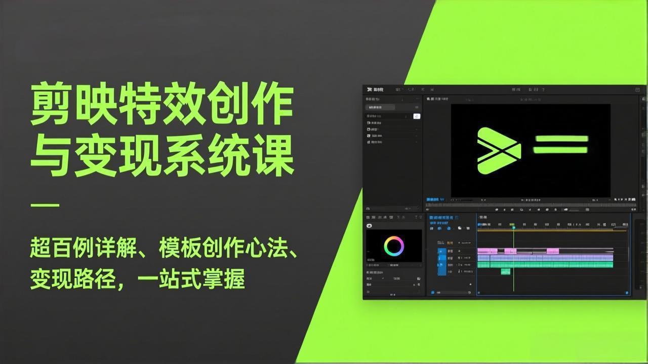 剪映特效创作与变现系统课，超百例详解、模板创作心法、变现路径，一站式掌握网赚库-项目库-轻创网-中创网-福缘网-冒泡网-资源之家-魔方项目库网赚库