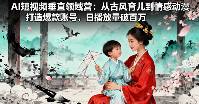 AI短视频垂直领域营：从古风育儿到情感动漫，打造爆款账号,日播放量破百万网赚库-项目库-轻创网-中创网-福缘网-冒泡网-资源之家-魔方项目库网赚库