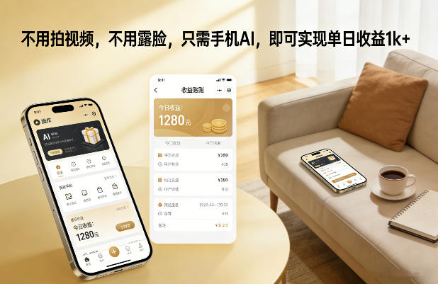 不用拍视频，不用露脸，只需手机AI，即可实现单日收益1k+【揭秘】网赚库-项目库-轻创网-中创网-福缘网-冒泡网-资源之家-魔方项目库网赚库