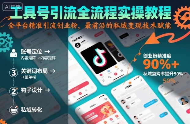 工具号引流全流程保姆级实操教程，全平台精准引流创业粉，最前沿的私域变现技术赋能网赚库-项目库-轻创网-中创网-福缘网-冒泡网-资源之家-魔方项目库网赚库