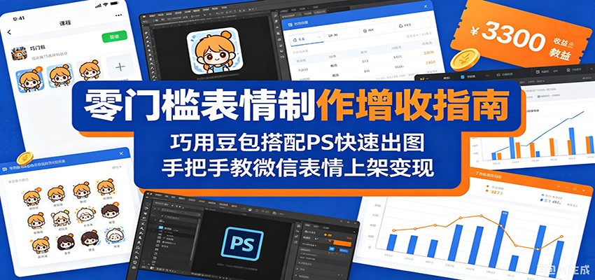 零门槛表情制作增收指南：巧用豆包搭配 PS 快速出图，手把手教微信表情上架变现网赚库-项目库-轻创网-中创网-福缘网-冒泡网-资源之家-魔方项目库网赚库