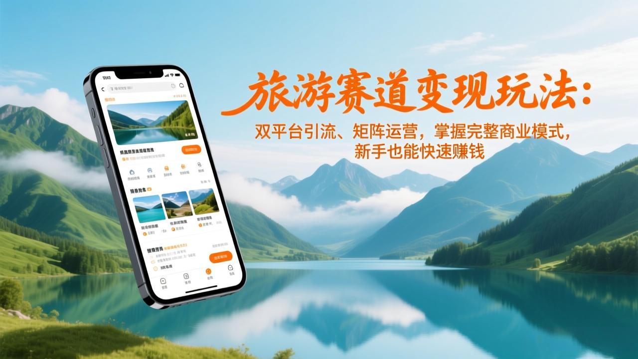 旅游赛道变现玩法：双平台引流、矩阵运营，掌握完整商业模式，新手也能快速赚钱网赚库-项目库-轻创网-中创网-福缘网-冒泡网-资源之家-魔方项目库网赚库