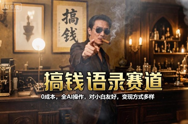 搞钱语录赛道，0成本，全AI操作，对小白友好，变现方式多样网赚库-项目库-轻创网-中创网-福缘网-冒泡网-资源之家-魔方项目库网赚库