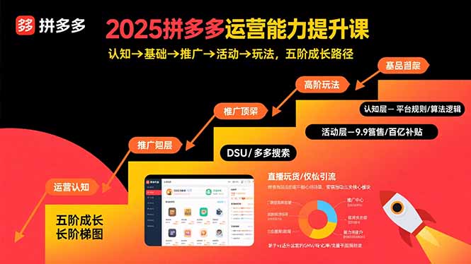 2025拼多多运营能力提升课：认知→基础→推广→活动→玩法，五阶成长路径网赚库-项目库-轻创网-中创网-福缘网-冒泡网-资源之家-魔方项目库网赚库
