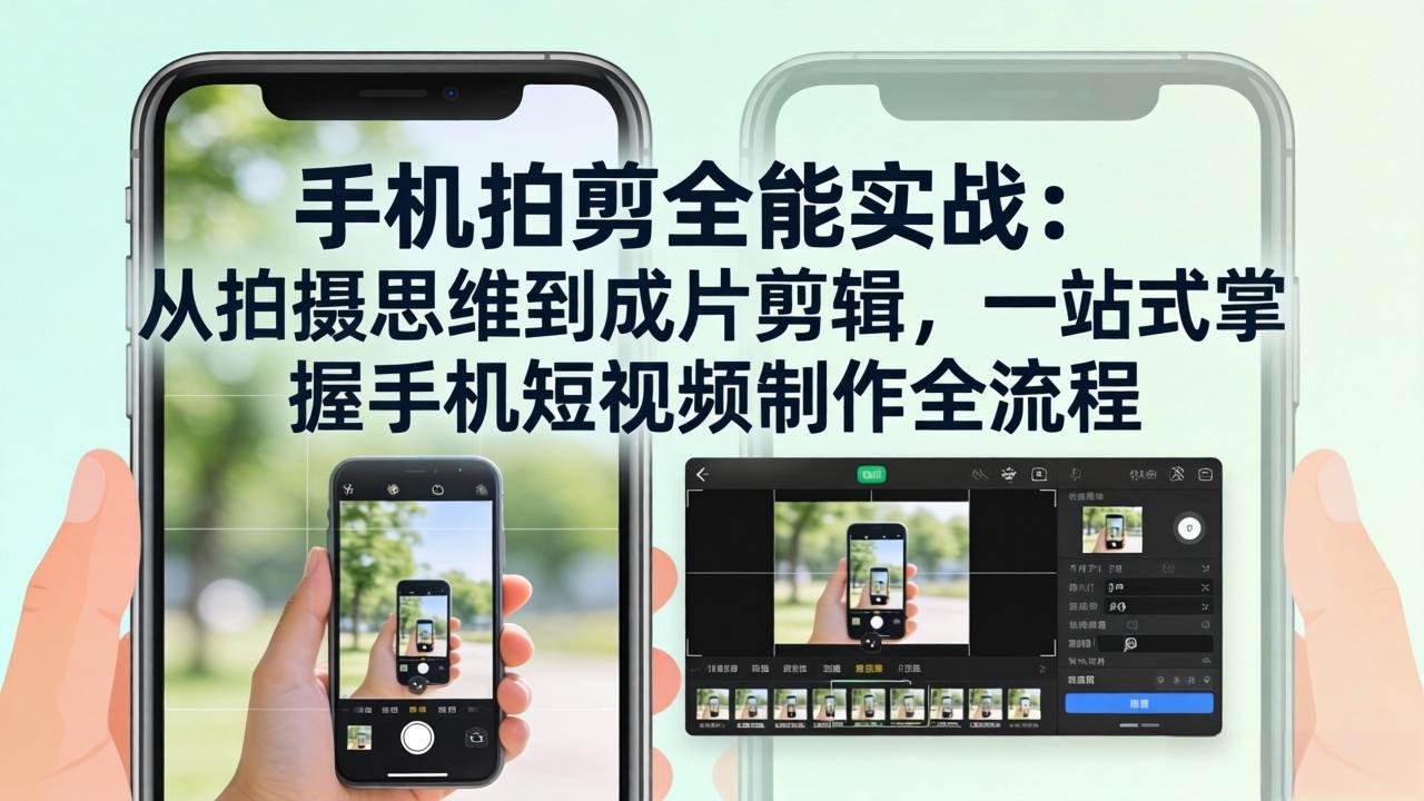 手机拍剪全能实战：从拍摄思维到成片剪辑，一站式掌握手机短视频制作全流程网赚库-项目库-轻创网-中创网-福缘网-冒泡网-资源之家-魔方项目库网赚库