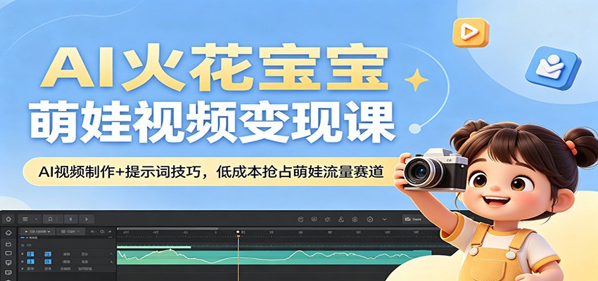 AI火花宝宝萌娃视频变现课：AI视频制作+提示词技巧，低成本抢占萌娃流量赛道网赚库-项目库-轻创网-中创网-福缘网-冒泡网-资源之家-魔方项目库网赚库
