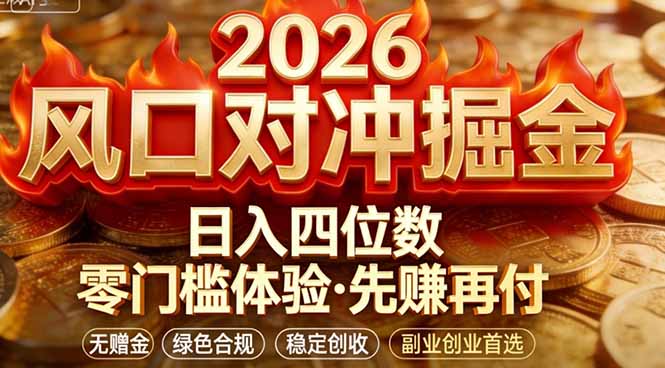 2026美金对冲套利，无赠金对冲策略保驾护航，低门槛易上手实操。单人单日收益2000+网赚库-项目库-轻创网-中创网-福缘网-冒泡网-资源之家-魔方项目库网赚库