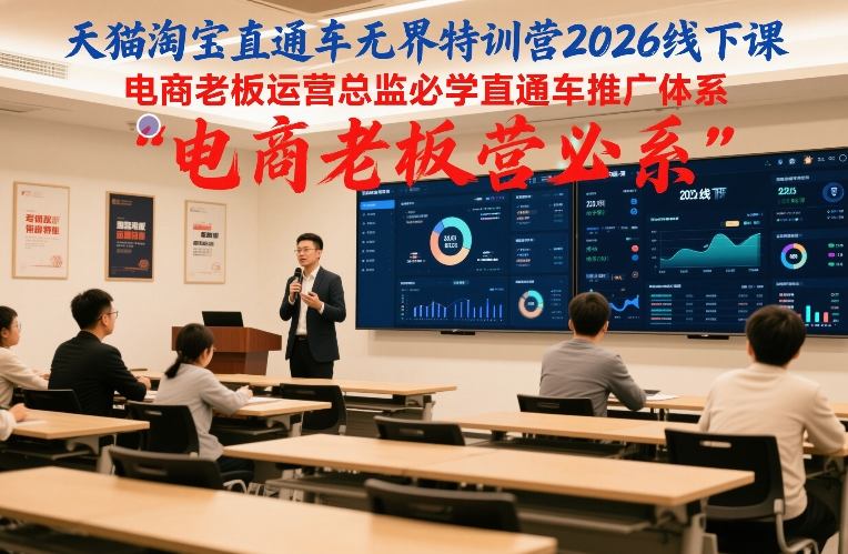 天猫淘宝直通车无界特训营2026线下课，电商老板运营总监必学直通车推广体系网赚库-项目库-轻创网-中创网-福缘网-冒泡网-资源之家-魔方项目库网赚库