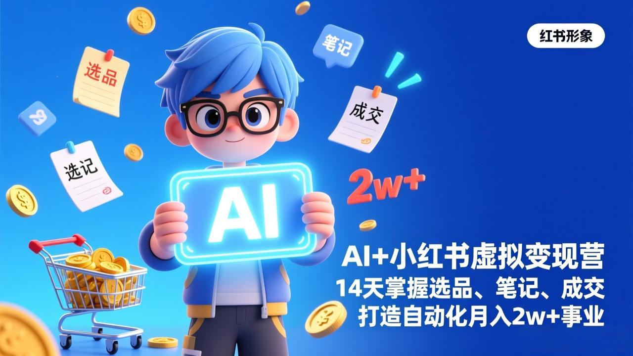 AI+小红书虚拟变现营(完结网赚库-项目库-轻创网-中创网-福缘网-冒泡网-资源之家-魔方项目库网赚库