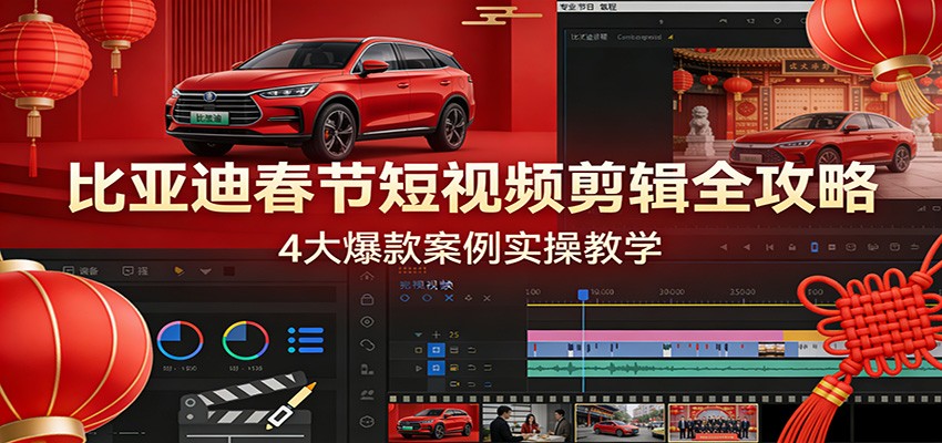 比亚迪春节短视频剪辑全攻略，4大爆款案例实操教学网赚库-项目库-轻创网-中创网-福缘网-冒泡网-资源之家-魔方项目库网赚库