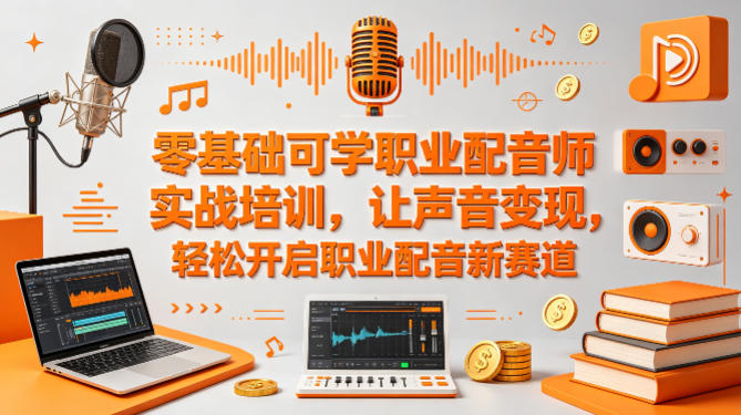 零基础可学职业配音师实战培训,让声音变现,轻松开启职业配音新赛道网赚库-项目库-轻创网-中创网-福缘网-冒泡网-资源之家-魔方项目库网赚库