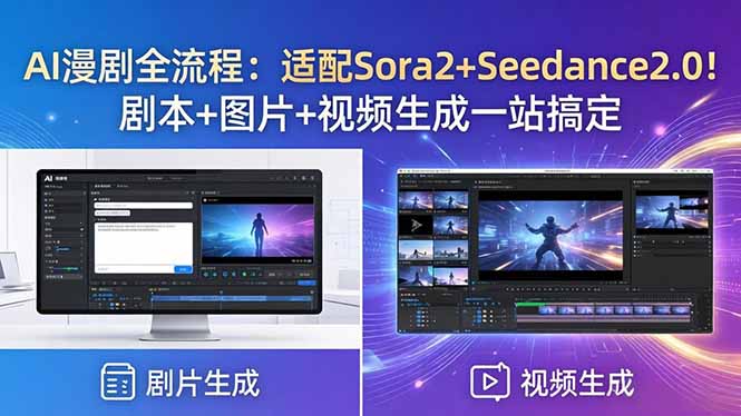 AI漫剧全流程：适配Sora2+Seedance2.0！剧本+图片+视频生成一站搞定网赚库-项目库-轻创网-中创网-福缘网-冒泡网-资源之家-魔方项目库网赚库