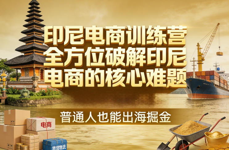 印尼电商训练营，全方位破解印尼电商的核心难题，普通人也能出海掘金网赚库-项目库-轻创网-中创网-福缘网-冒泡网-资源之家-魔方项目库网赚库