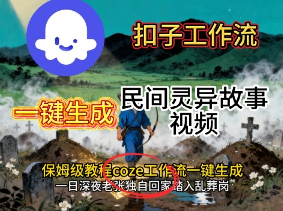 Coze扣子工作流一键生成民间灵异故事视频，保姆级教程搭建教学网赚库-项目库-轻创网-中创网-福缘网-冒泡网-资源之家-魔方项目库网赚库