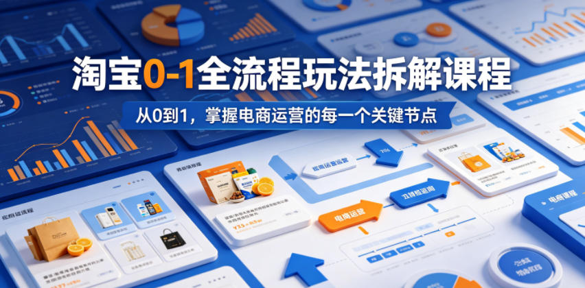 淘宝0-1全流程玩法拆解课程,从0到1,掌握电商运营的每一个关键节点网赚库-项目库-轻创网-中创网-福缘网-冒泡网-资源之家-魔方项目库网赚库
