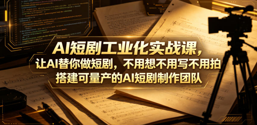 AI短剧工业化实战课,让AI替你做短剧,不用想不用写不用拍,搭建可量产的AI短剧制作团队网赚库-项目库-轻创网-中创网-福缘网-冒泡网-资源之家-魔方项目库网赚库