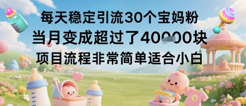 每天稳定引流30个宝妈粉当月变成超过了1W+项目流程非常简单适合小白网赚库-项目库-轻创网-中创网-福缘网-冒泡网-资源之家-魔方项目库网赚库