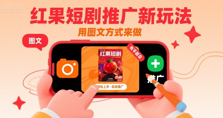 红果短剧推广新玩法，用图文方式来做，有手就会网赚库-项目库-轻创网-中创网-福缘网-冒泡网-资源之家-魔方项目库网赚库