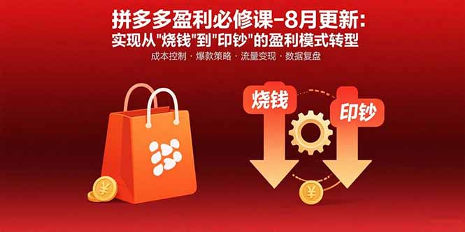 拼多多盈利必修课-8月更新：突破运营瓶颈 实现从烧钱到印钞的盈利模式转型网赚库-项目库-轻创网-中创网-福缘网-冒泡网-资源之家-魔方项目库网赚库