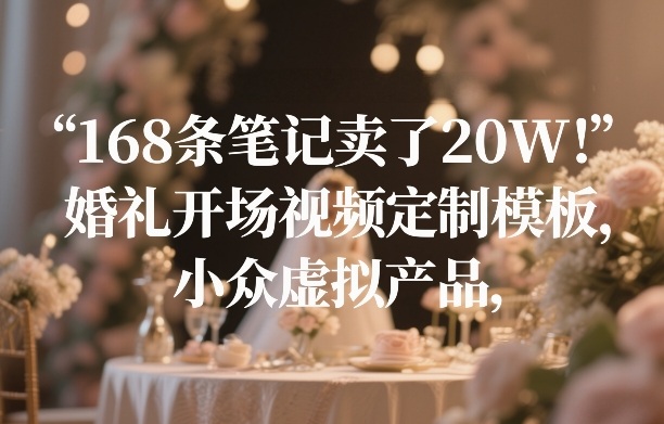 168条笔记卖了20W！婚礼开场视频定制模板，小众虚拟产品网赚库-项目库-轻创网-中创网-福缘网-冒泡网-资源之家-魔方项目库网赚库