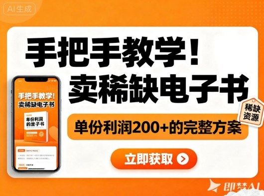 手把手教学！在小红书卖稀缺电子书，单份利润2张+的完整方案网赚库-项目库-轻创网-中创网-福缘网-冒泡网-资源之家-魔方项目库网赚库
