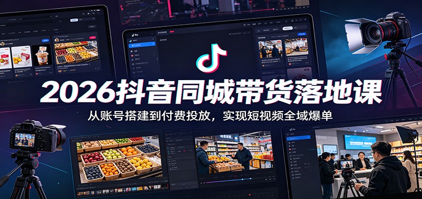 2026抖音同城带货落地课:从账号搭建到付费投放,实现短视频全域爆单网赚库-项目库-轻创网-中创网-福缘网-冒泡网-资源之家-魔方项目库网赚库