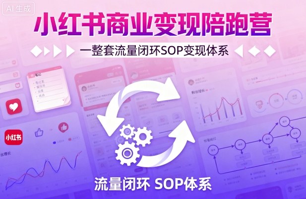 小红书商业变现陪跑营，轻IP矩阵 私域获客 聚光投流，一整套流量闭环SOP变现体系网赚库-项目库-轻创网-中创网-福缘网-冒泡网-资源之家-魔方项目库网赚库