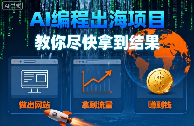 AI编程出海项目，教你尽快拿到结果-做出网站、拿到流量、賺到钱网赚库-项目库-轻创网-中创网-福缘网-冒泡网-资源之家-魔方项目库网赚库