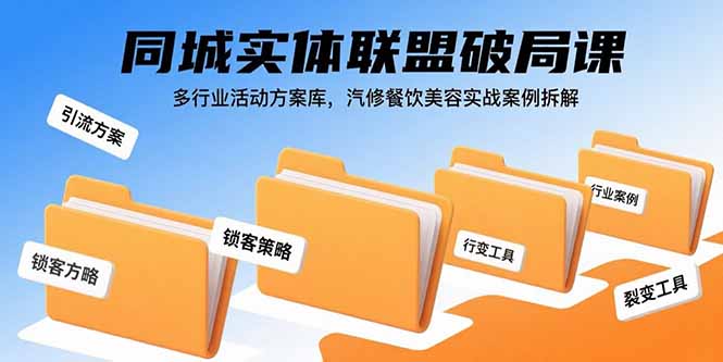 同城实体联盟破局课，多行业活动方案库，汽修餐饮美容实战案例拆解网赚库-项目库-轻创网-中创网-福缘网-冒泡网-资源之家-魔方项目库网赚库