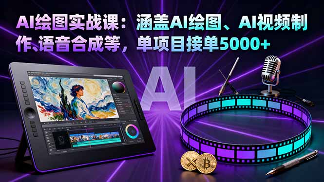 AI绘图实战课：涵盖AI绘图、AI视频制作、语音合成等，单项目接单5000+网赚库-项目库-轻创网-中创网-福缘网-冒泡网-资源之家-魔方项目库网赚库