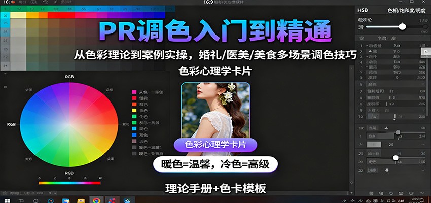 PR调色入门到精通：从色彩理论到案例实操，婚礼/医美/美食多场景调色技巧网赚库-项目库-轻创网-中创网-福缘网-冒泡网-资源之家-魔方项目库网赚库