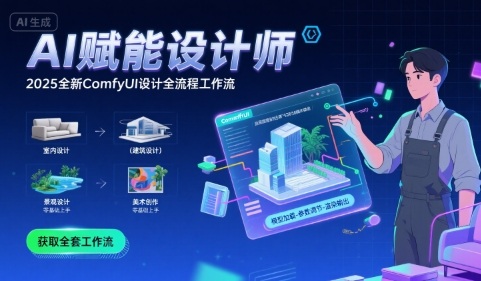 AI赋能设计师， 2025全新comfyui设计全流程工作流 ，室内-建筑-景观-美术，零基础直接上手网赚库-项目库-轻创网-中创网-福缘网-冒泡网-资源之家-魔方项目库网赚库