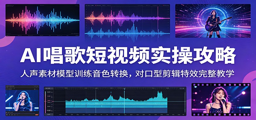 AI唱歌短视频实操攻略:人声素材模型训练音色转换,对口型剪辑特效完整教学网赚库-项目库-轻创网-中创网-福缘网-冒泡网-资源之家-魔方项目库网赚库