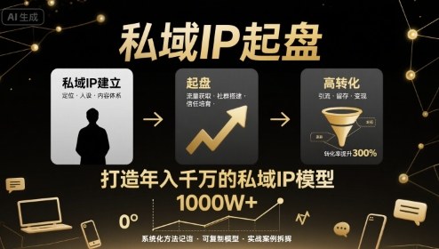 私域IP起盘，私域ip建立、起盘、高转化，打造年入千万的私域ip模型网赚库-项目库-轻创网-中创网-福缘网-冒泡网-资源之家-魔方项目库网赚库