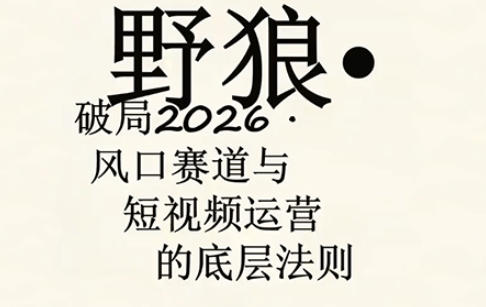 野狼团队·多平台实操运营课,覆盖AI口播、服装、好物、漫剪等热门玩法(更新4月29日)网赚库-项目库-轻创网-中创网-福缘网-冒泡网-资源之家-魔方项目库网赚库