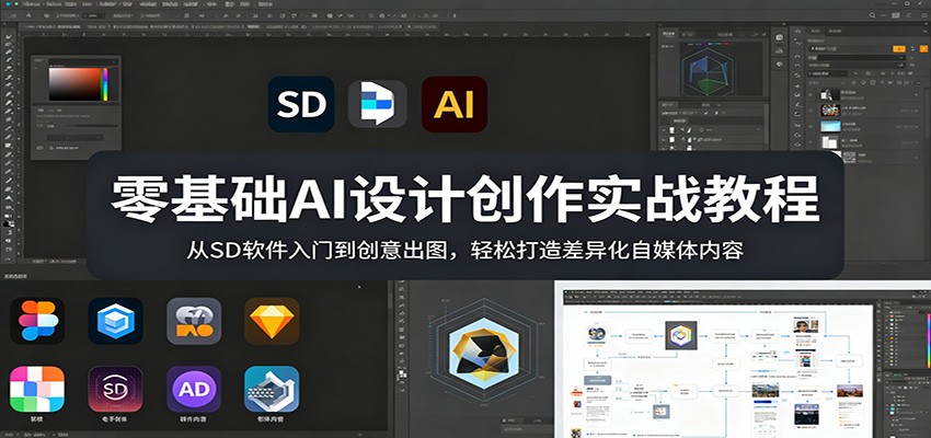 零基础AI设计创作实战教程：从SD软件入门到创意出图，轻松打造差异化自媒体内容网赚库-项目库-轻创网-中创网-福缘网-冒泡网-资源之家-魔方项目库网赚库