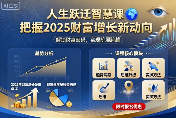 人生跃迁智慧课，把据2025财富增长新动向网赚库-项目库-轻创网-中创网-福缘网-冒泡网-资源之家-魔方项目库网赚库