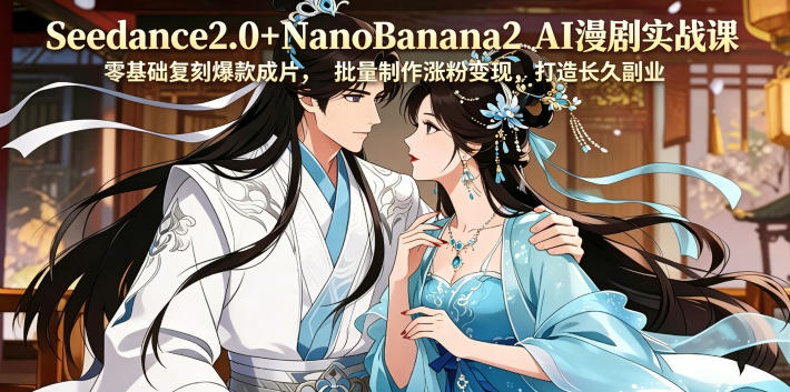 Seedance2.0+NanoBanana2 AI漫剧实战课,零基础复刻爆款成片涨粉变现,打造长久副业收益网赚库-项目库-轻创网-中创网-福缘网-冒泡网-资源之家-魔方项目库网赚库