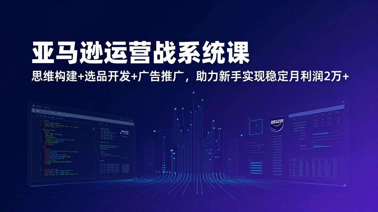 亚马逊运营实战系统课，思维构建+选品开发+广告推广，助力新手实现稳定月利润2万+(更新网赚库-项目库-轻创网-中创网-福缘网-冒泡网-资源之家-魔方项目库网赚库