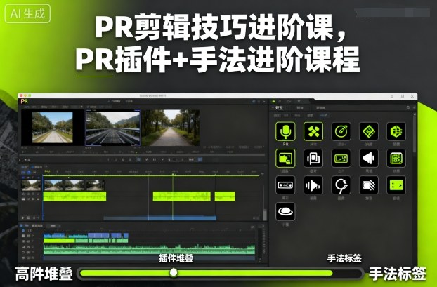 PR剪辑技巧进阶课，PR插件+手法进阶课程网赚库-项目库-轻创网-中创网-福缘网-冒泡网-资源之家-魔方项目库网赚库