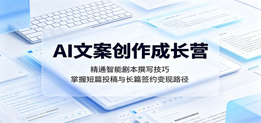AI文案创作成长营：精通智能剧本撰写技巧，掌握短篇投稿与长篇签约变现路径网赚库-项目库-轻创网-中创网-福缘网-冒泡网-资源之家-魔方项目库网赚库