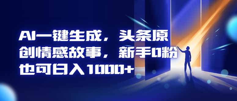 AI一键生成，头条原创情感故事，新手0粉也可日入1000+网赚库-项目库-轻创网-中创网-福缘网-冒泡网-资源之家-魔方项目库网赚库