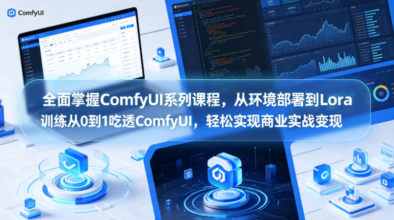 全面掌握ComfyUI系列课程,从环境部署到Lora训练从0到1吃透ComfyUI,轻松实现商业实战变现网赚库-项目库-轻创网-中创网-福缘网-冒泡网-资源之家-魔方项目库网赚库