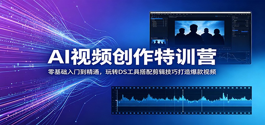 AI视频创作特训营:零基础入门到精通,玩转DS工具搭配剪辑技巧打造爆款视频网赚库-项目库-轻创网-中创网-福缘网-冒泡网-资源之家-魔方项目库网赚库
