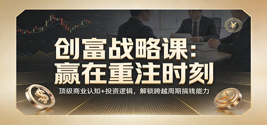 《创富战略课：赢在重注时刻》顶级商业认知+投资逻辑，解锁跨越周期搞钱能力网赚库-项目库-轻创网-中创网-福缘网-冒泡网-资源之家-魔方项目库网赚库