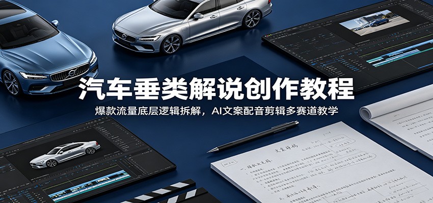 汽车垂类解说创作教程:爆款流量底层逻辑拆解,AI文案配音剪辑多赛道教学网赚库-项目库-轻创网-中创网-福缘网-冒泡网-资源之家-魔方项目库网赚库