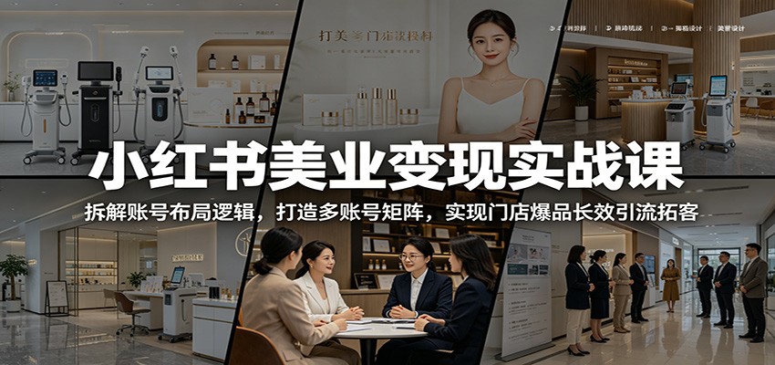 小红书美业变现实战课:拆解账号布局逻辑,打造多账号矩阵,实现门店爆品长效引流拓客网赚库-项目库-轻创网-中创网-福缘网-冒泡网-资源之家-魔方项目库网赚库
