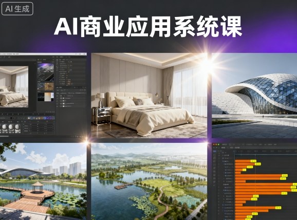 AI商业应用系统课，室内-软装-建筑-景观，智能设计+效果图+动画画实战网赚库-项目库-轻创网-中创网-福缘网-冒泡网-资源之家-魔方项目库网赚库